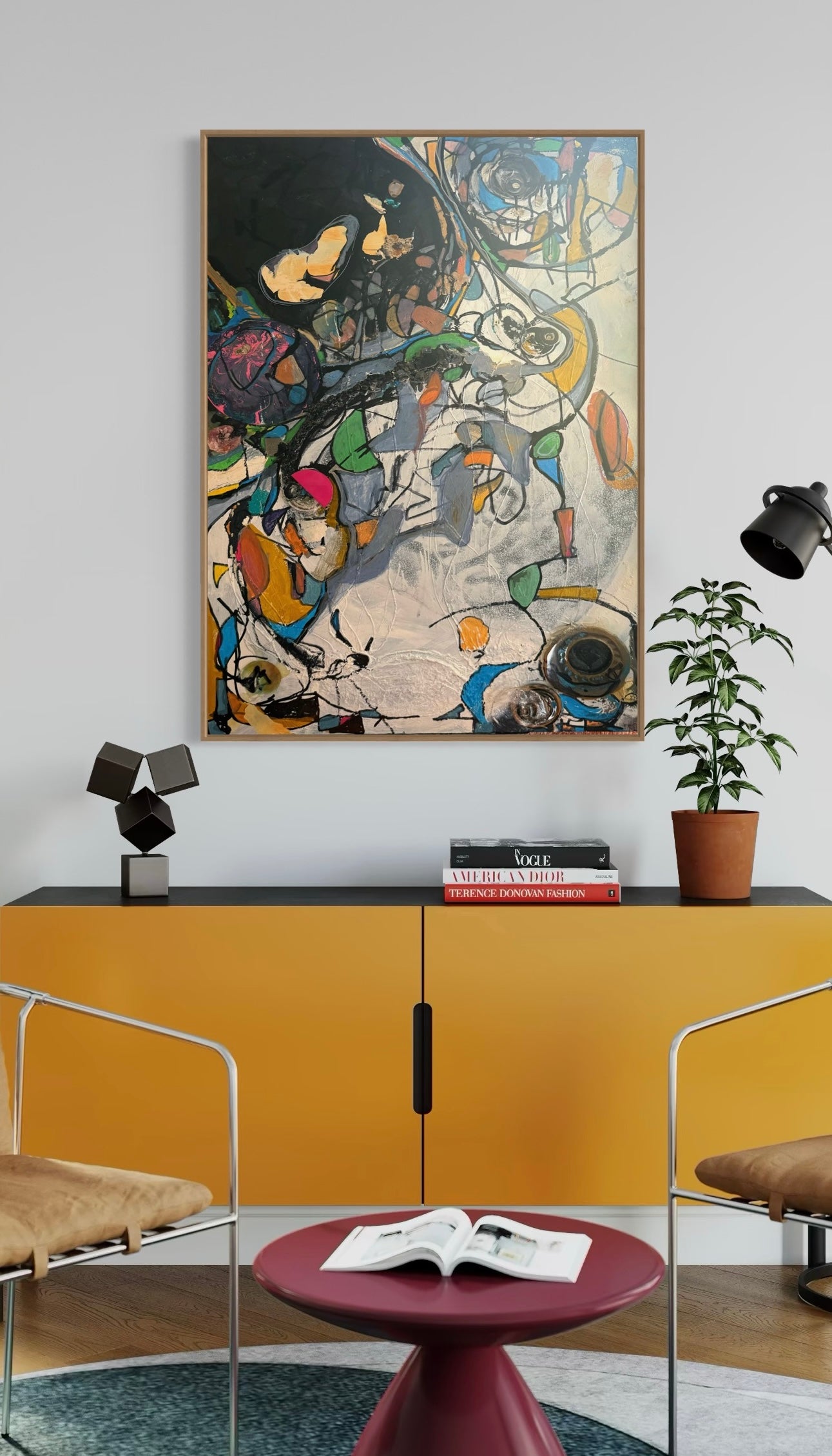 Entanglement 2024 mixed media/assemblage on canvas 24 x 48