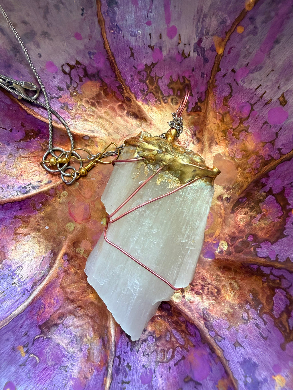 Aurelia malachite pendant on 20” stainless steel chain