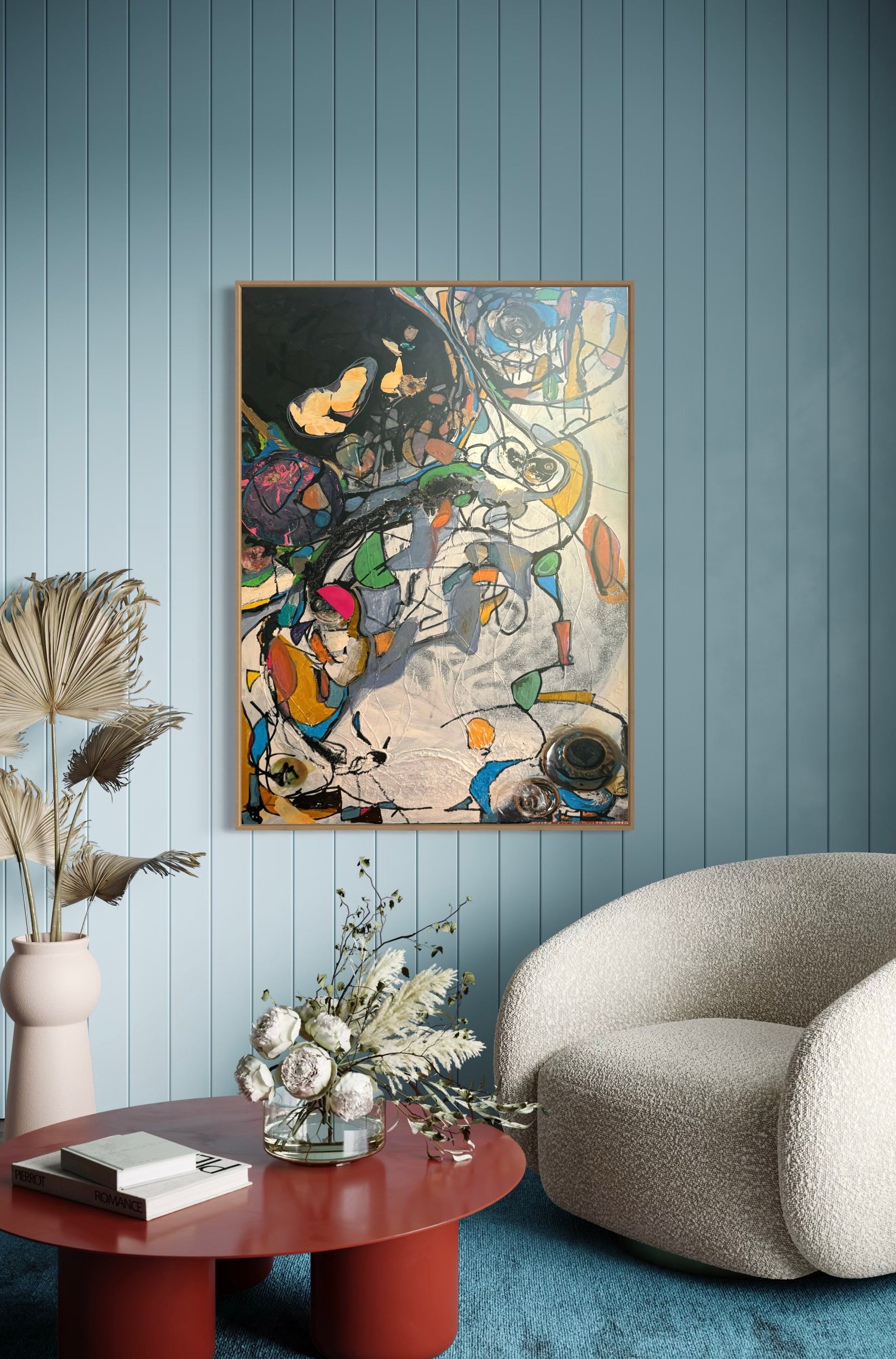 Entanglement 2024 mixed media/assemblage on canvas 24 x 48