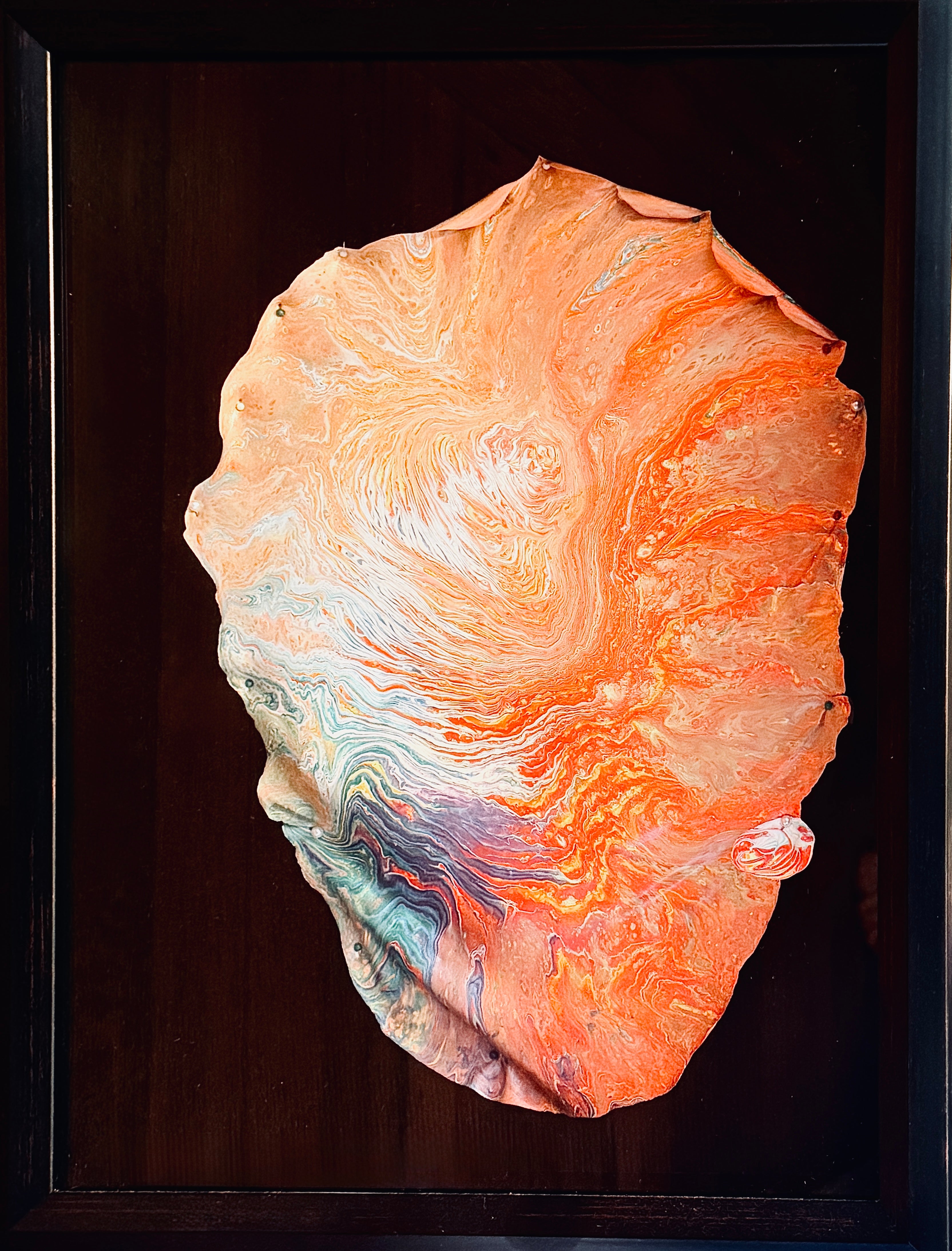 “My Mind’s an Ocean of You” by Frankie Mirabelli | Original Acrylic and Resin Painting on Canvas 12x14 in (framed)| Modern Abstract Wall Art