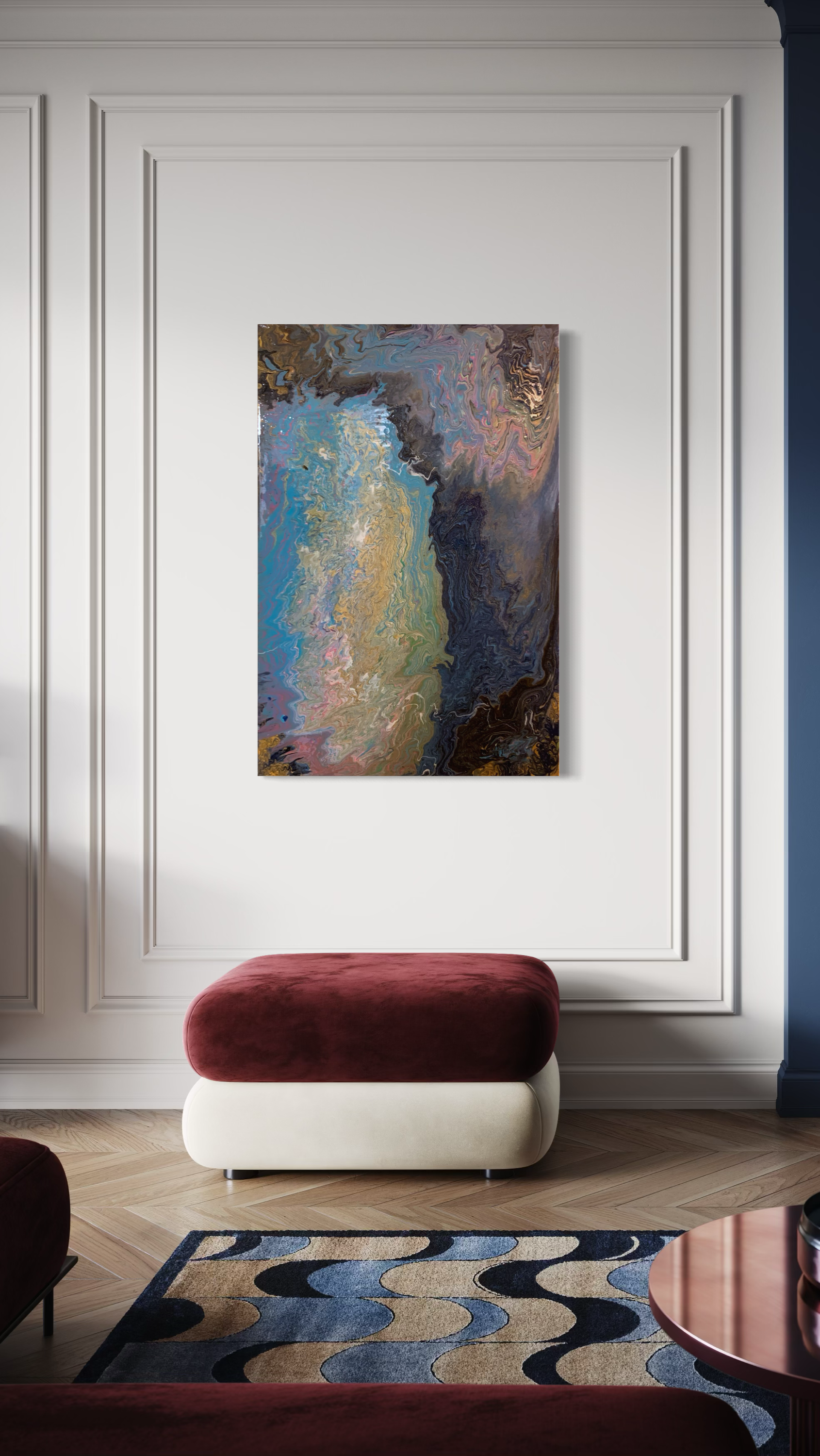 Thresholds of Becoming  2024  artist: F. Mirabelli, 24x36in acrylic + resin on canvas
