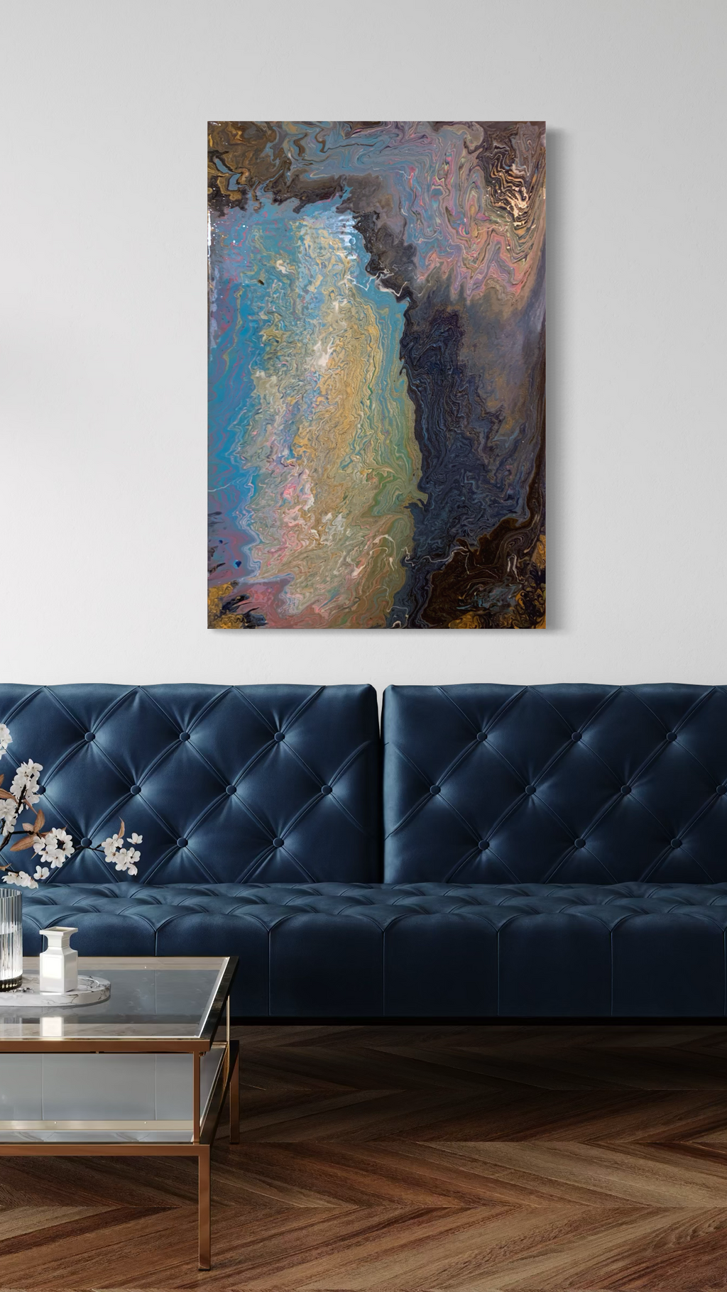 Thresholds of Becoming  2024  artist: F. Mirabelli, 24x36in acrylic + resin on canvas