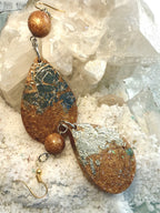 Golden Galaxy Teardrop Resin Earrings with Metallic Foil and Sparkle Beads